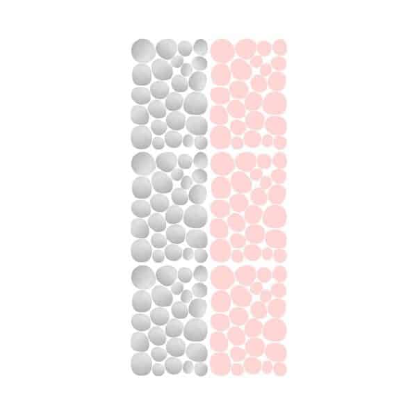 Pöm le Bonhomme Muursticker Dots Zilver/Roze