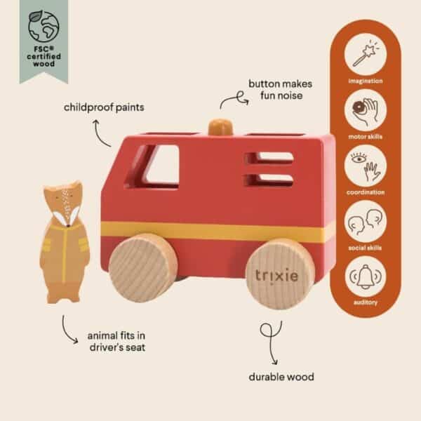 Trixie houten mini brandweerwagen - Afbeelding 3