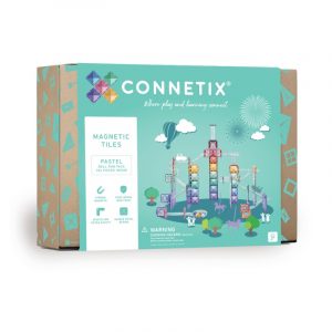 afbeelding van de verpakking van de Connetix ball run pastel set van 106 stuks op een witte achtergrond.