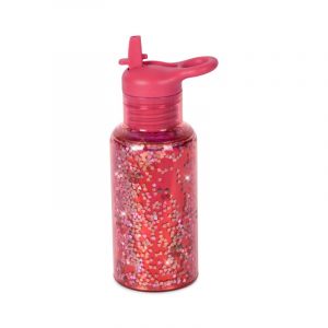 afbeelding van de roze glitter cherry drinkfles van Konges Slojd op een witte achtergrond