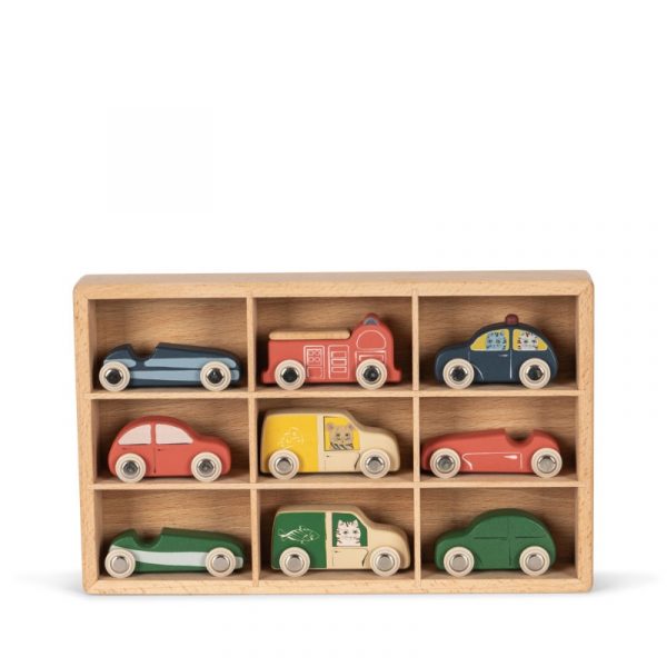 productafbeelding van konges-slojd-set-van-9-houten-mini-autos