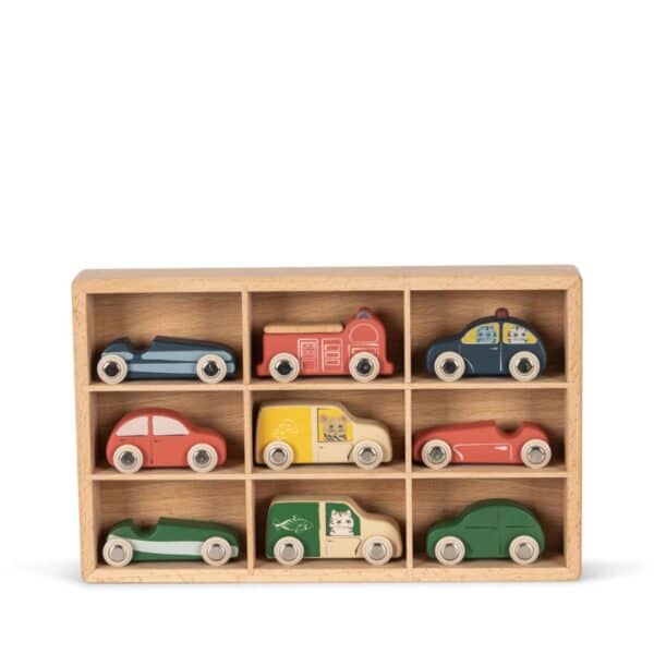 Konges Slojd houten mini auto's - 9 stuks