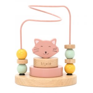 trixie houten kralenframe in het roze met kat