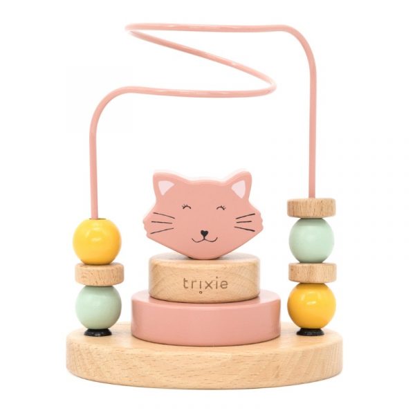 trixie houten kralenframe in het roze met kat